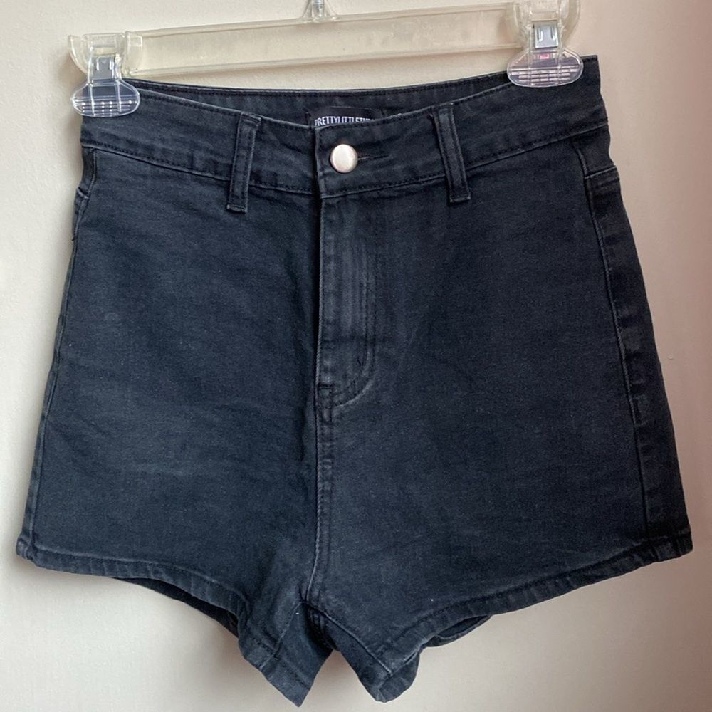 Petite High Waist Black Denim Disco Shorts - Picture 4 of 8